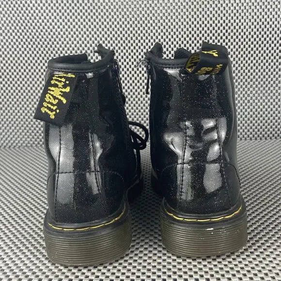 Dr Mantens 1460 Glitter J Boots Kids Size 3 Black Zipper Lace Up - Picture 7 of 12